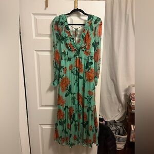 Green floral maxi dress